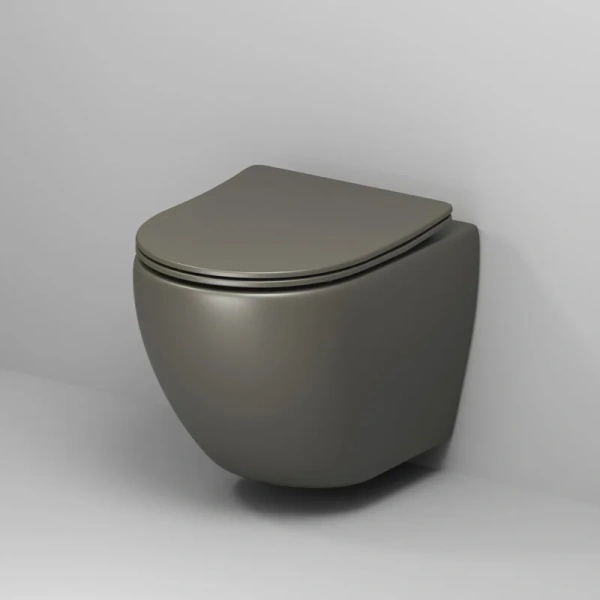 Унитаз подвесной Grossman Color хаки матовый GR-4455GSMS (детальная фотография), безободковые, сиденье с микролифтом , с антивсплеском