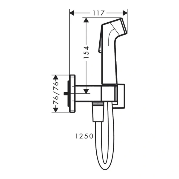 Гигиенический душ со смесителем Hansgrohe Bidette шлифованный черный хром 29233340 (детальная фотография), для туалета