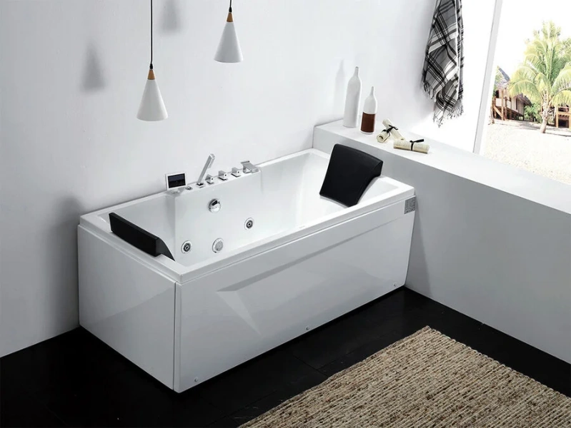 Акриловая ванна правосторонняя пристенная Gemy G9065 K R (детальная фотография), белые