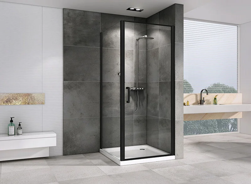 Душевой уголок Abber Sonnenstrand 90х75 см профиль черный, стекло прозрачное AG04090B-S75B (детальная фотография), черные