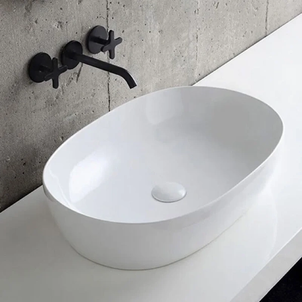 Раковина Azzurra Elegance 60 см овальная ELLA060400C0BI/(ECI60 bi*0) (детальная фотография)