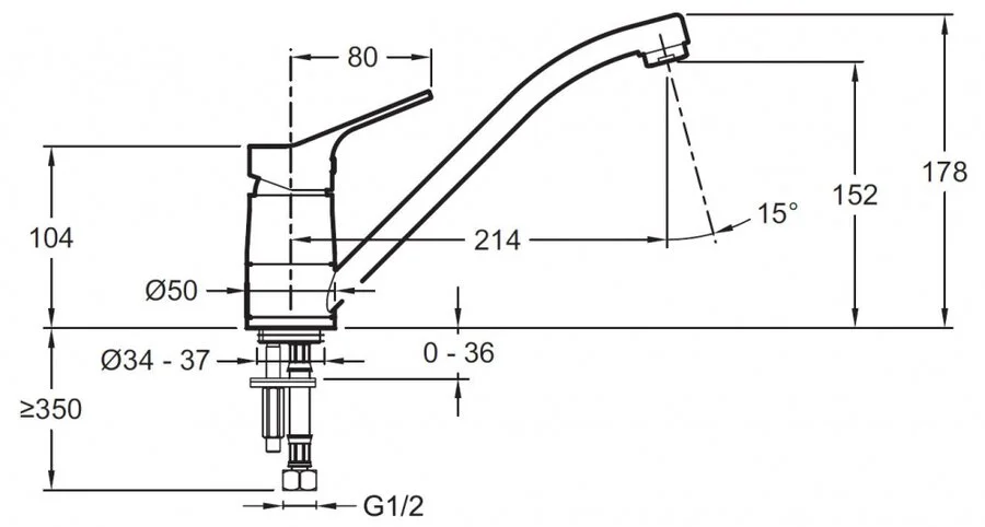 Смеситель для кухни Jacob Delafon Brive хром E78115-CP (детальная фотография), для кухни