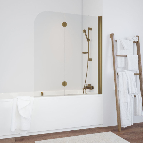 Душевая шторка на ванную профиль бронза стекло прозрачное Vegas-glass E2V 120 05 01 R (детальная фотография)