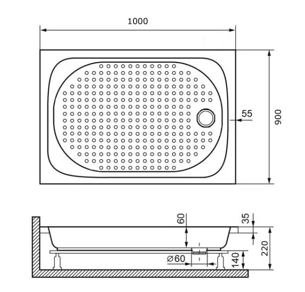 Душевой поддон RGW Acryl Lux/TN 100х90 см прямоугольный 16180290-21 (детальная фотография), недорогие