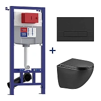 Унитаз с инсталляцией Lemark Glazer черный матовый