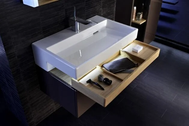 Тумба под раковину подвесная Jacob Delafon Terrace 80 см белый, 1 выдвижной ящик EB1186-G1C (детальная фотография), моноблок