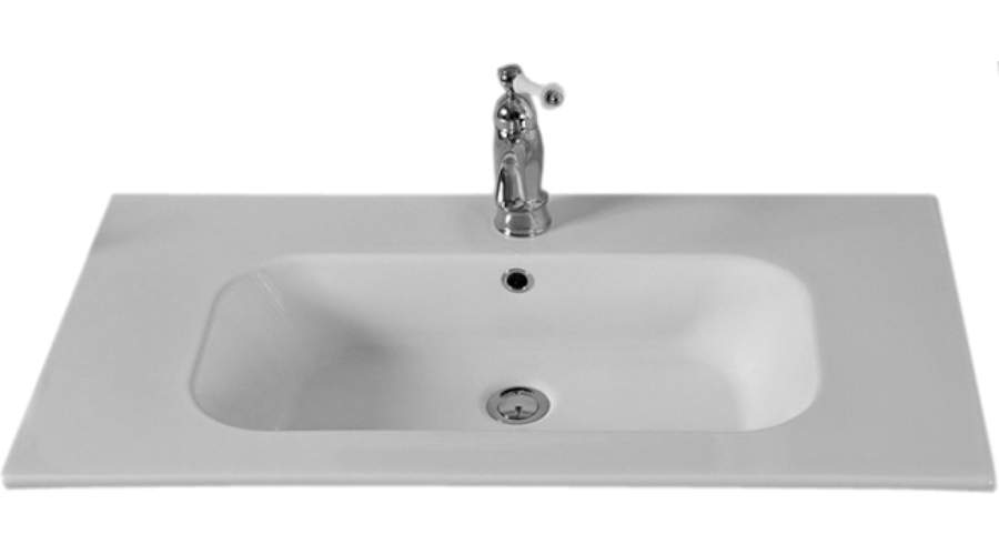 Раковина-консоль, 1 отверстие под смеситель, с кольцом перелива в цвете хром, La Beaute Cornelia CON101B1 (детальная фотография)