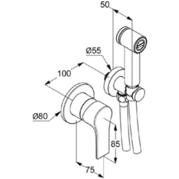 Гигиенический душ со смесителем Kludi Zenta SL черный 489983965 (детальная фотография), для туалета