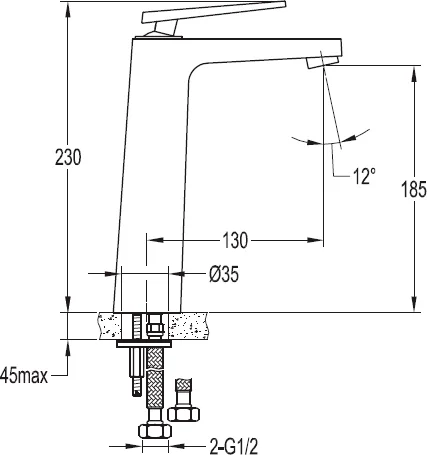 Смеситель для раковины Cezares Baden однорычажный BADEN-F-LC-01-W0 (детальная фотография), для раковины