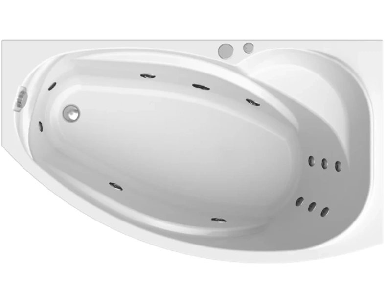 Ванна гидромассажная акриловая Vannesa Massage София с полотенцедержателями, 169 х 99 см, система актив хром, левая/правая 2-77-2-1-0-223 (детальная фотография), акриловые