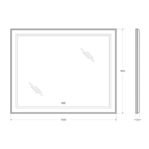 Зеркало с подсветкой BelBagno Kraft 100 см черное SPC-KRAFT-1000-800-LED-TCH-WARM-NERO (детальная фотография), в наличии