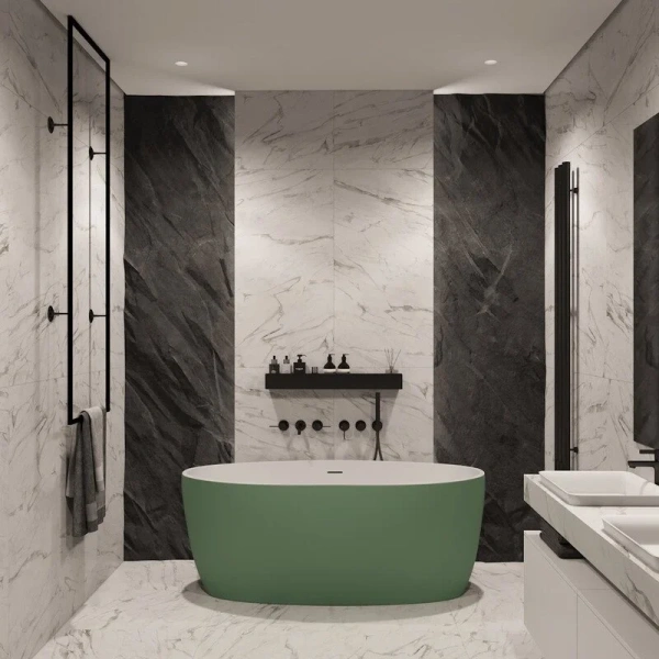 Ванна акриловая Corpa Nera Bosso CN130105, 170 х 76 см, зеленый матовый (детальная фотография), отдельностоящие