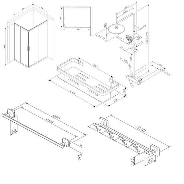 Душевой уголок Am.Pm Gem S 120x90 см с душевой стойкой WK93ES (детальная фотография), прямоугольные