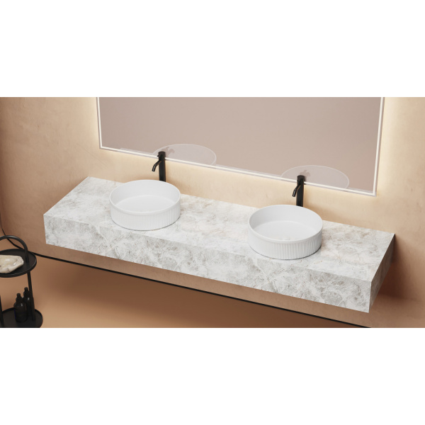 Раковина Abber Bequem 41 см накладная, белая AC2114 (детальная фотография), современные, hi-tech