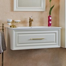 Тумба под раковину, цвет слоновая кость матовый, фурнитура золото, La Beaute Cornelia