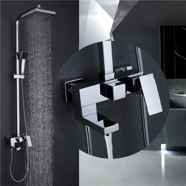 Душевая стойка ABBER Daheim AF8216 с изливом (детальная фотография), хром, матовый хром, золото, белые, черные, другие