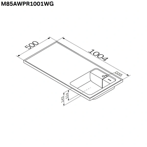 Раковина над стиральной машиной Am.Pm X-Joy 100 см левосторонняя M85AWPL1001WG (детальная фотография), над стиральной машиной, пристенные