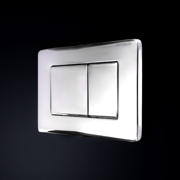 Клавиша смыва Charus Robusto глянцевая сталь FP.310.GSS.05 (детальная фотография), слив эконом-стандарт с двумя клавишами