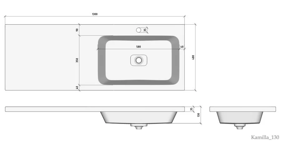 Раковина мебельная Misty Камилла 130 см правая 4627173210584 (детальная фотография) index_1