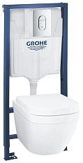 Унитаз с инсталляцией Grohe Solido сиденье с микролифтом