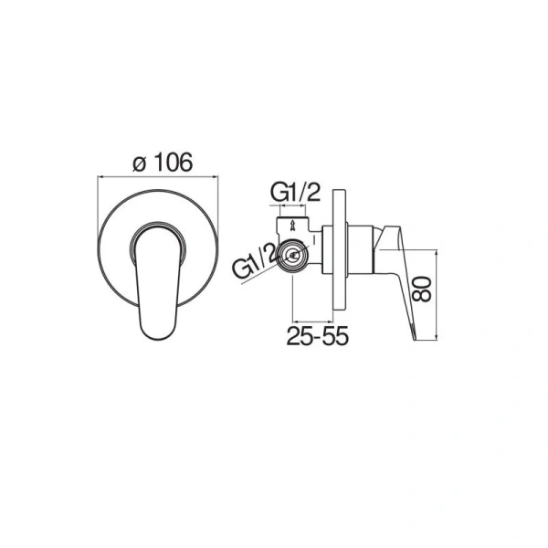 Смеситель для душа Nobili Blues однорычажный BS101108CR (детальная фотография), для душа