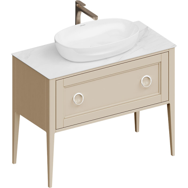 Тумба под раковину напольная Kerama Marazzi Plaza Classic 100 см капучино матовый PL.CN.100.1+1\CAP.M (детальная фотография), под врезную раковину, под накладную раковину