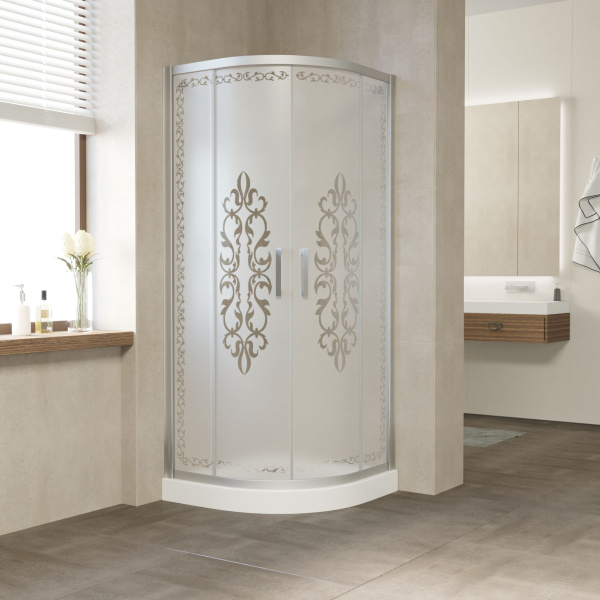 Душевой уголок профиль матовый хром стекло Felicita1 Vegas-glass ZS 90 07 Felicita1 (детальная фотография)