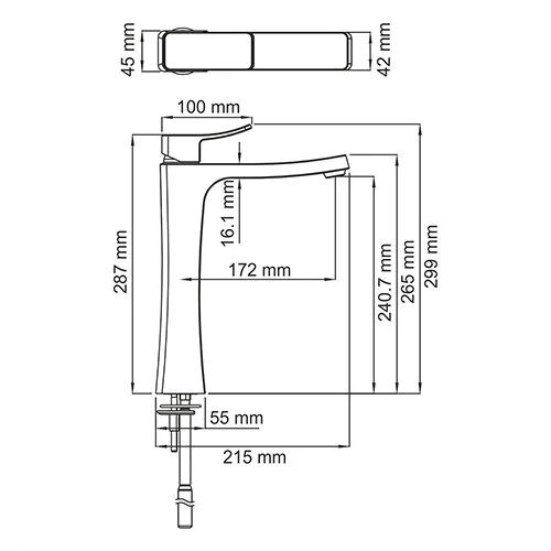 Смеситель для раковины WasserKRAFT Aller хром 1063H (детальная фотография), для раковины