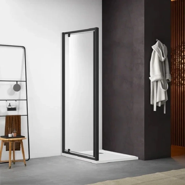 Душевая дверь Акватек 100 см профиль черный матовый AQ ARI PI 10020BL (детальная фотография)