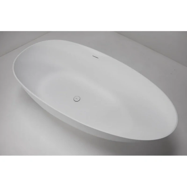 Ванна из искусственного камня Abber Stein 170x80 см белая матовая AS9611NM-1.7 (детальная фотография), овальные