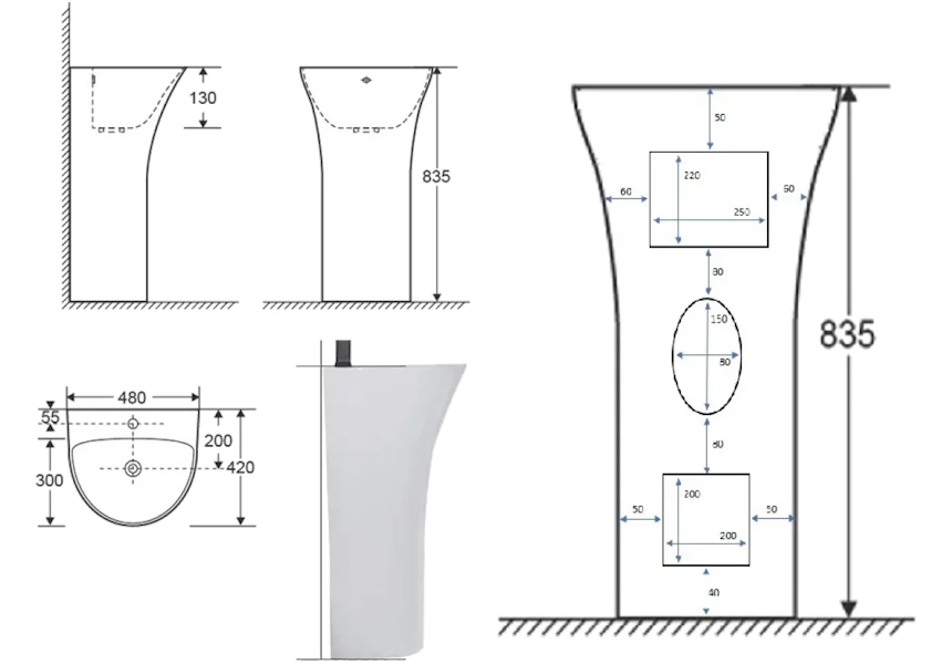 Схема (детальная фотография), полукруглая, моноблок