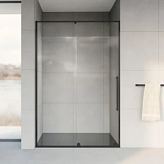 Душевая дверь в нишу Vincea Arno 120 см профиль черный, стекло прозрачное