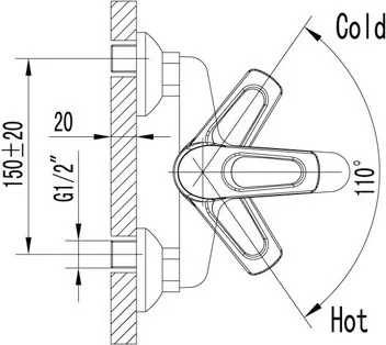 Смеситель для ванны Lemark Omega LM3102C (детальная фотография), настенные