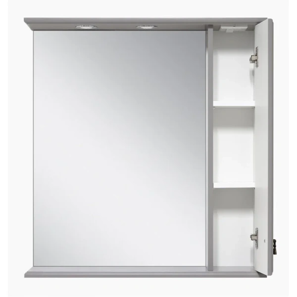 Зеркальный шкаф с подсветкой Misty Лувр 65 см серый правый П-Лвр03065-1504П (детальная фотография), навесные