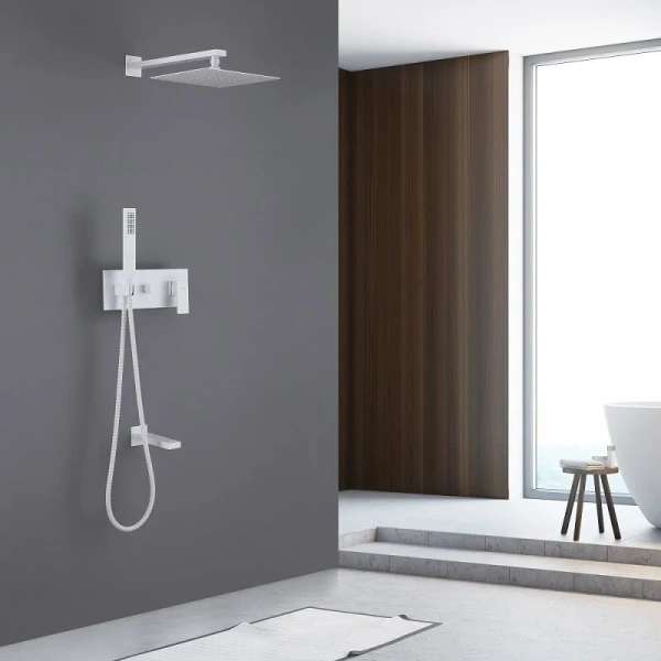 Душевой комплект Abber Daheim белый матовый AF8217W (детальная фотография), душевые комплекты, наборы