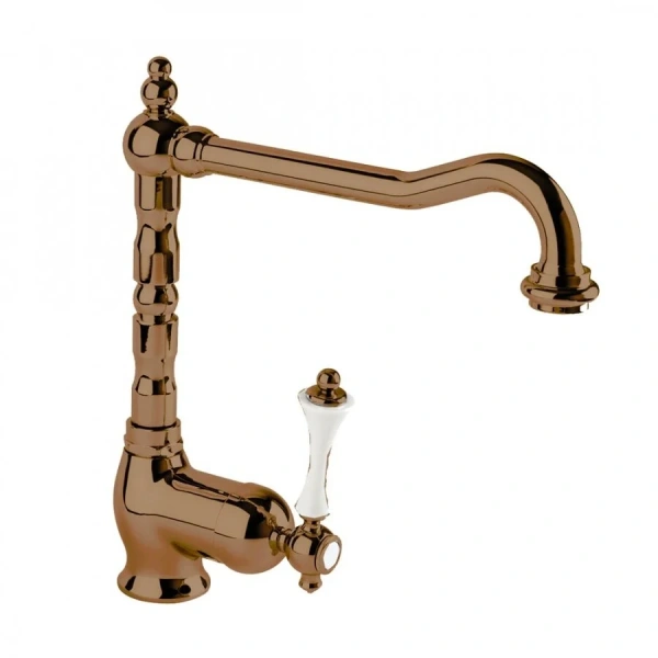 Смеситель для кухни Cezares Margot бронза, ручка белая MARGOT-LLM2-02-Bi (детальная фотография)