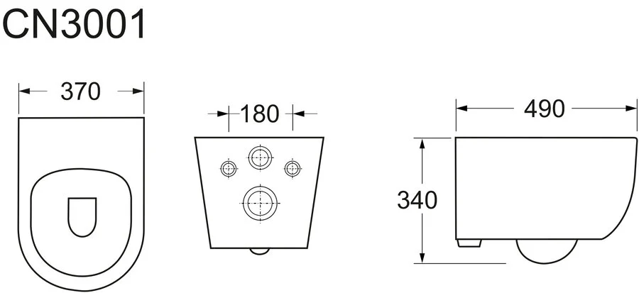 Унитаз подвесной Ceramica Nova Play CN3001 безободковый (детальная фотография), белые, черные