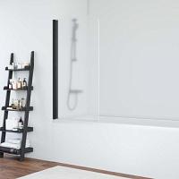 Душевая шторка на ванную профиль черный матовый стекло флёр-де-лис Vegas-glass