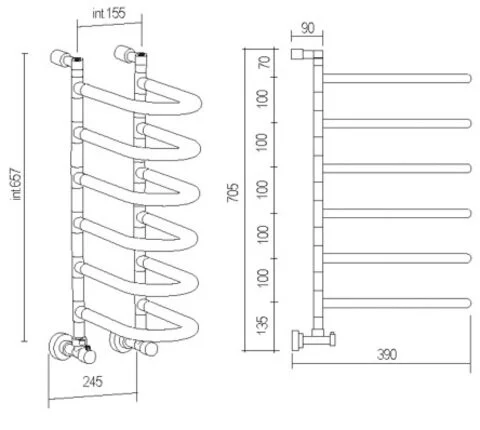 Полотенцесушитель водяной цвет:хром Margaroli Vela 485 48506CR (детальная фотография), современные, hi-tech