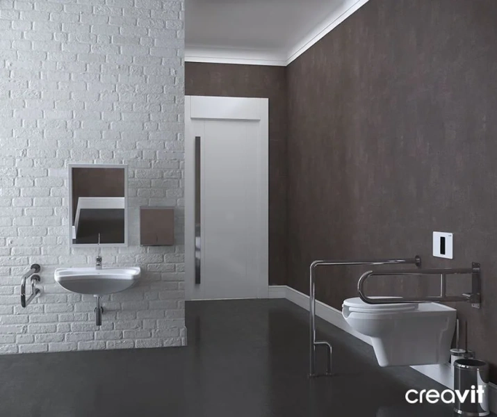 Унитаз подвесной Creavit c функцией биде BD320-00CB00E-0000 (детальная фотография), сиденье с микролифтом , с антивсплеском, c функцией биде, для инвалидов