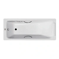 Чугунная ванна Vinsent Veron Italon VIT1707045H/E60327CH-AS, 170 x 70 см, с антискользящим покрытием, ручки хром, цвет белый