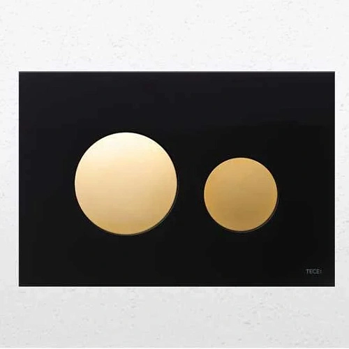 Клавиша смыва Tece TECEloop черное стекло, кнопки золото - фото 10