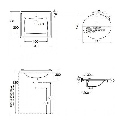 Схема (детальная фотография), встраиваемые (в столешницу), накладные (на столешницу)