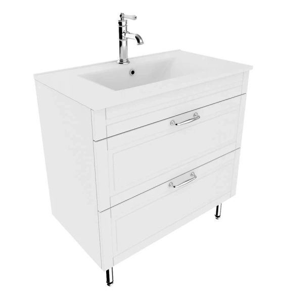 Тумба с раковиной напольная IDDIS Oxford OXF80W0i95K 80 см с перекатным организатором (детальная фотография)