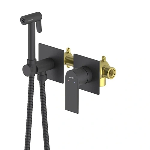 Гигиенический душ со смесителем Акватек Лира черный - фото 1