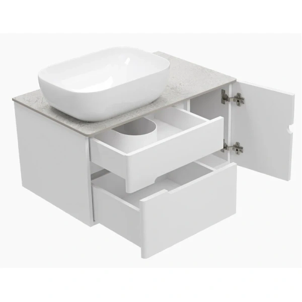 Тумба под раковину подвесная Misty Роял 80 см белая П-Роя-01080-011П2Я (детальная фотография), комплект (набор)