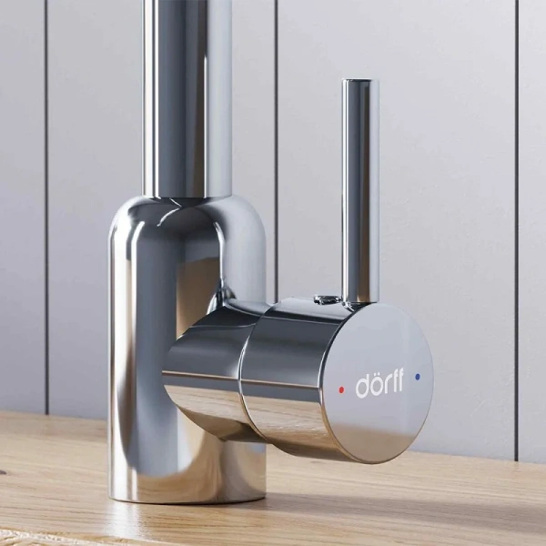 Смеситель для кухни Dorff Logic D30070 нержавеющая сталь (детальная фотография), хром, белые, черные