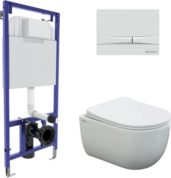 Унитаз с инсталляцией BERGES Novum кнопка белая 043310 (детальная фотография)