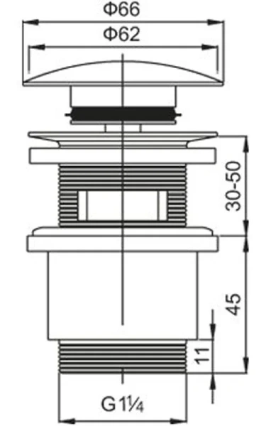 Донный клапан Cezares CZR хром, крышка чёрный глянец CZR-SAT7-NERO (детальная фотография), в наличии