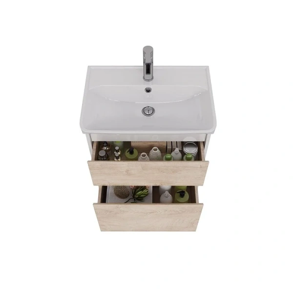 Тумба с раковиной Lemark Combi LM03C60T 60 см 2 ящика (детальная фотография), моноблок